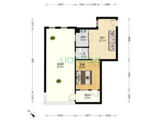 金怡苑A区 1室1厅1卫 43平方
