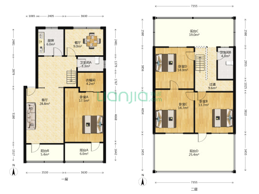 邓尉中路社区 4室2厅2卫 108平方