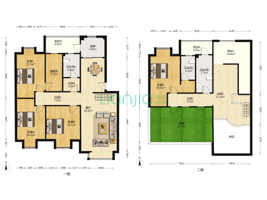 熊猫基地生态园小区 4室1厅3卫 207平方
