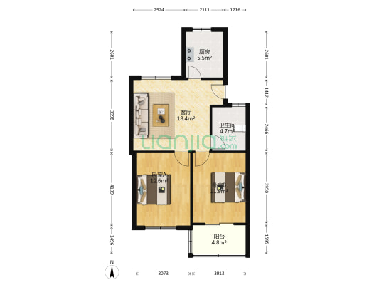 后村家园 2室1厅1卫 71平方