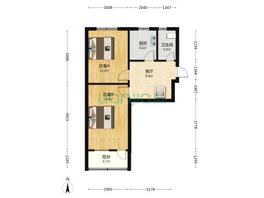 苏曹乡政府家属楼 2室1厅1卫 40平方