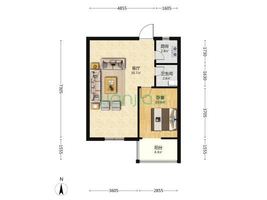 卓源大厦 1室1厅1卫 74平方