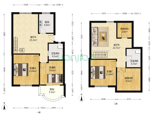 香樟公寓 3室2厅2卫 113平方