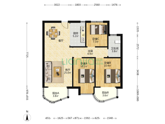 瀚海思念城东院 3室1厅1卫 99平方
