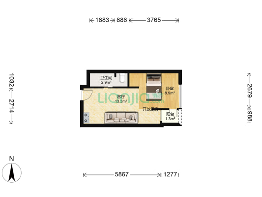 宝树台 1室1厅1卫 43平方