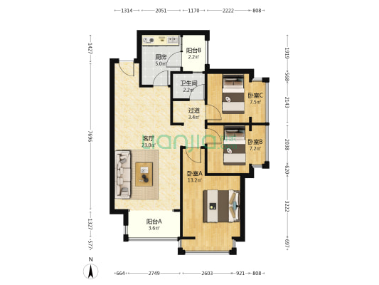 中交博璟雅苑 3室1厅1卫 93平方