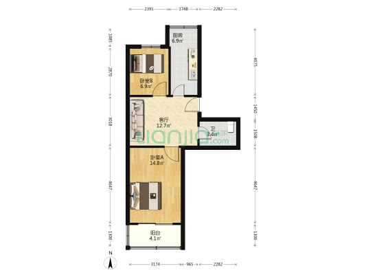 相门后庄10号 2室1厅1卫 62平方