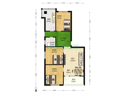 五矿综合楼 3室2厅1卫 85平方