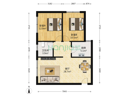 合作村小区 2室1厅1卫 81平方