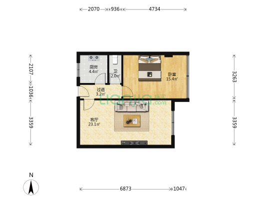 下水巷（散盘） 1室1厅1卫 54平方