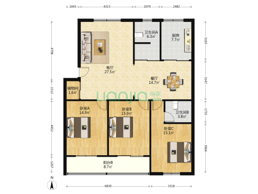 家和花苑 3室2厅2卫 138平方
