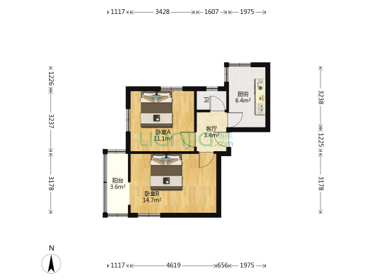 江沿村 2室1厅1卫 51平方