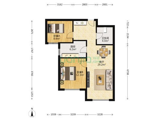海亮和园 2室1厅1卫 79平方