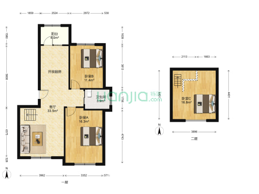 新星宇之新观邸 3室1厅1卫 86平方