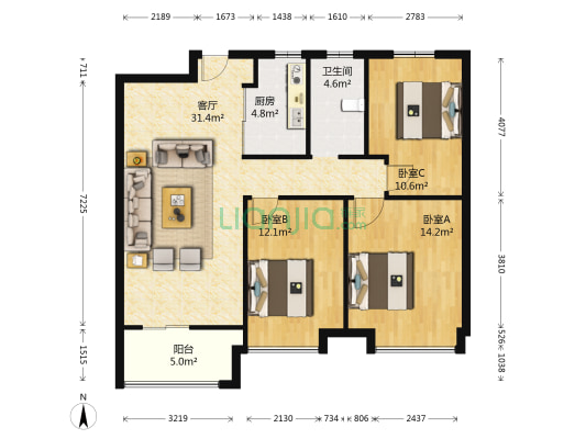 橡树湾三期 3室1厅1卫 101平方