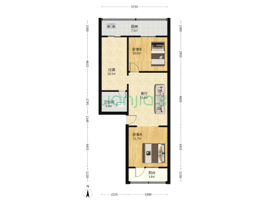 冯大里小区 2室1厅1卫 78平方