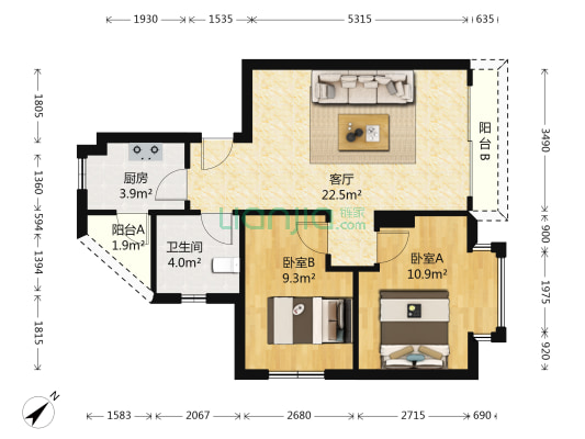 中南金伯顿 2室1厅1卫 72平方
