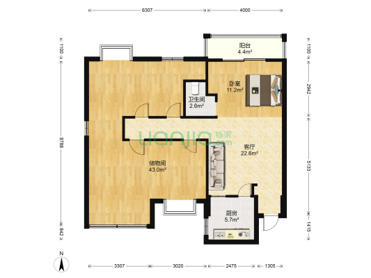 金闽小区二区 1室1厅1卫 120平方