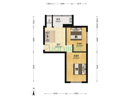 测绘宿舍 2室1厅1卫 53平方