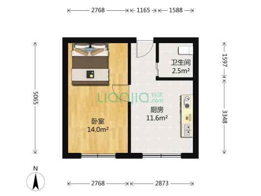 佳富公寓 1室0厅1卫 40平方