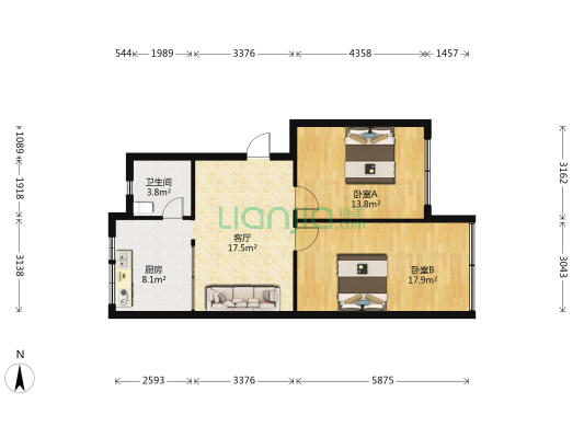 南门路1号 2室1厅1卫 78平方