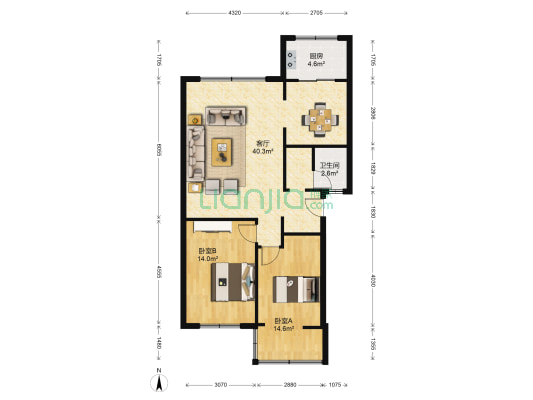 大庆路89号 2室1厅1卫 92平方