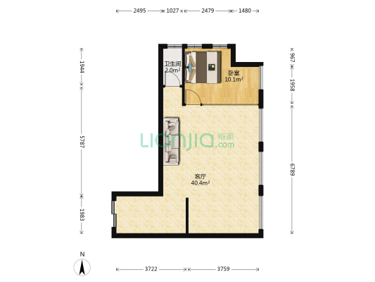 万达广场东区 1室1厅1卫 83平方