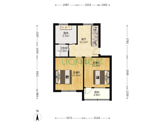 益民巷65号 2室1厅1卫 60平方