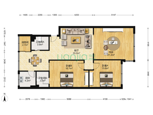 广旺大厦 3室1厅2卫 115平方