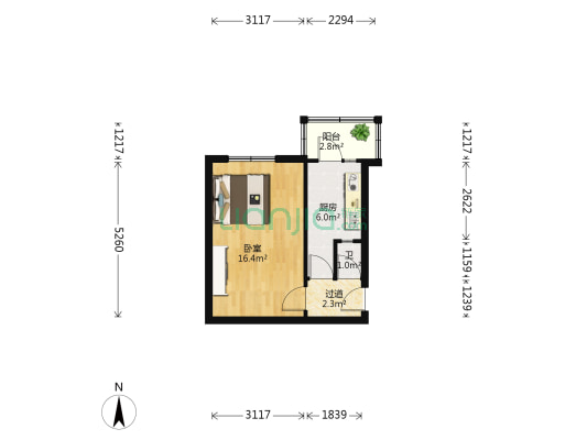安道街 1室0厅1卫 36平方