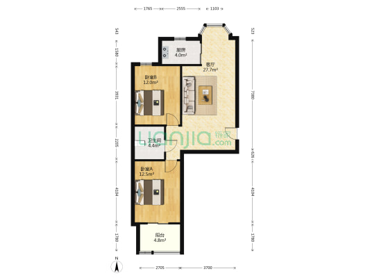 满五南北通透好格局视野开阔集中供暖-户型图