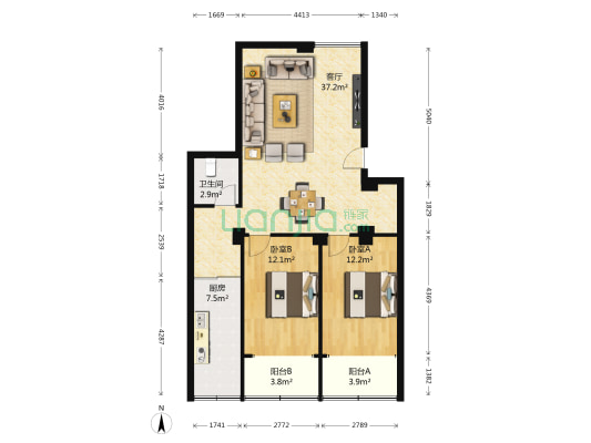 银丰苑 2室1厅1卫 109平方