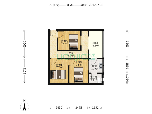 东光南二巷2号 3室0厅1卫 47平方