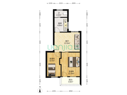 井湾路418号 2室1厅1卫 60平方