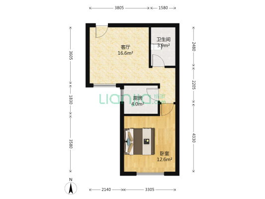 北大资源阅城 1室1厅1卫 56平方