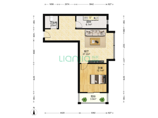 中交阳光屿岸 1室1厅1卫 63平方
