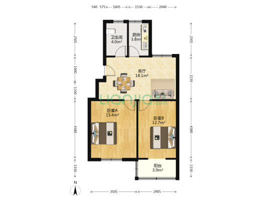 云新小区 2室1厅1卫 72平方