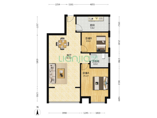 雅兰小筑 2室1厅1卫 86平方