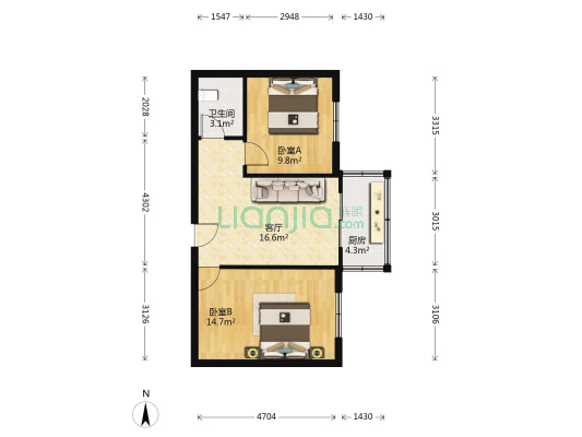 福泰公司家属院 2室1厅1卫 67平方