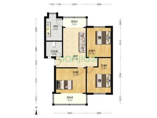 桂花巷59号 3室1厅1卫 82平方