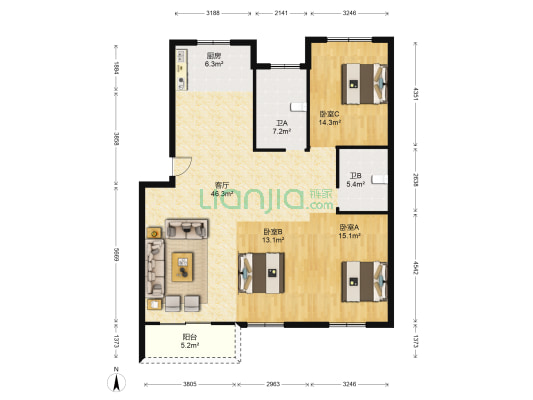 文广苑 3室1厅2卫 243平方