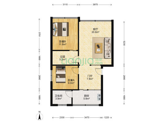 水利局宿舍 2室1厅1卫 83平方
