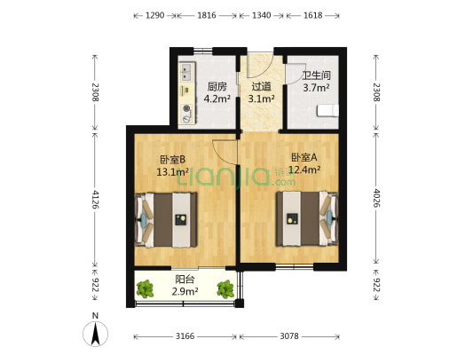 贵州路 2室0厅1卫 50平方