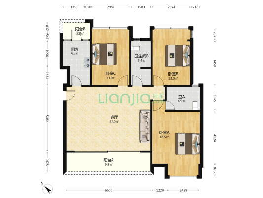 樾玺 3室1厅2卫 124平方