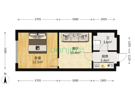 玛格丽特商业中心西区 1室1厅1卫 43平方
