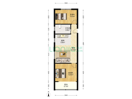金泰小区 2室1厅1卫 67平方