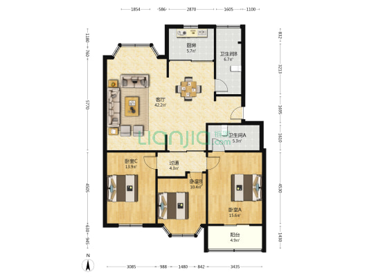 聚顺园(平望镇) 3室1厅2卫 129平方