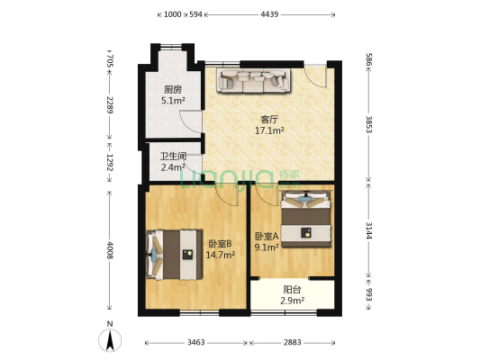 中东小区 2室1厅1卫 59平方