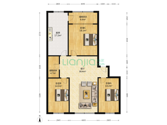 洪利森综合楼 3室1厅0卫 143平方