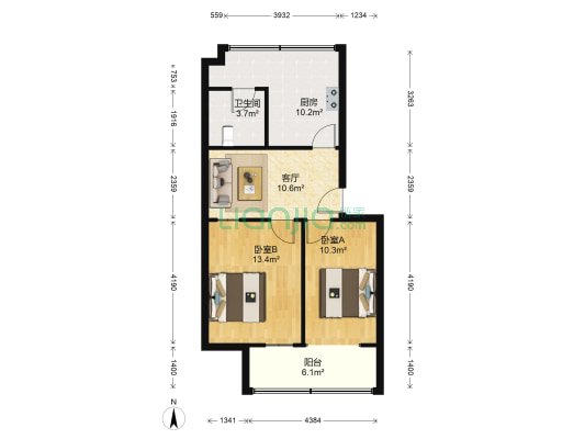 酒厂宿舍 2室1厅1卫 66平方